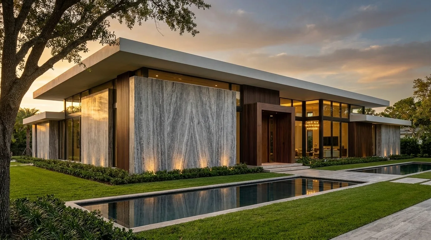 Luxury home with stone facade
